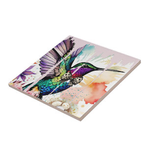 Brushstroke Bird Art Ceramic Tile