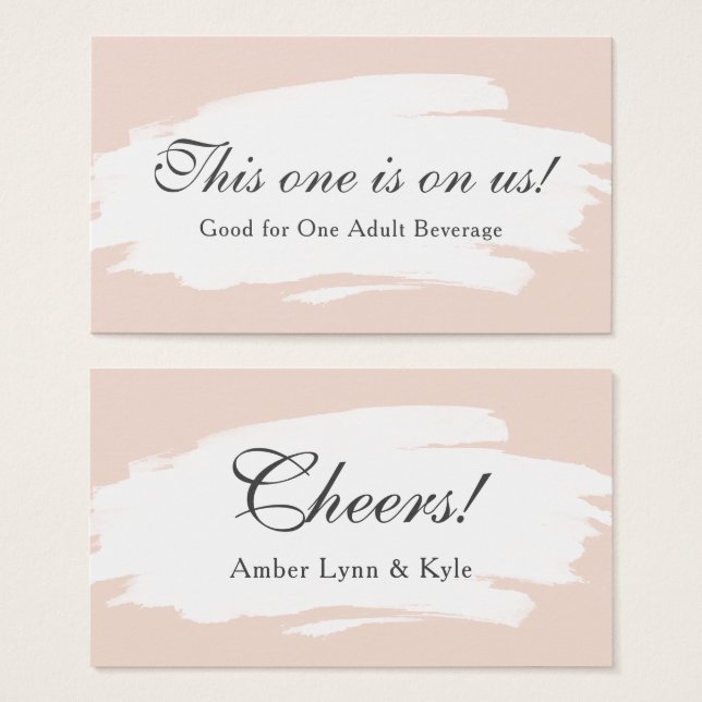 Brushstroke & Blush Pink w/ Script, Drink Tickets (Front & Back)