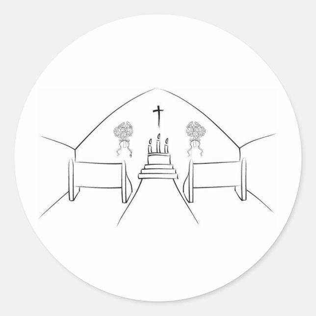 Brushstroke Church Aisle Classic Round Sticker (Front)
