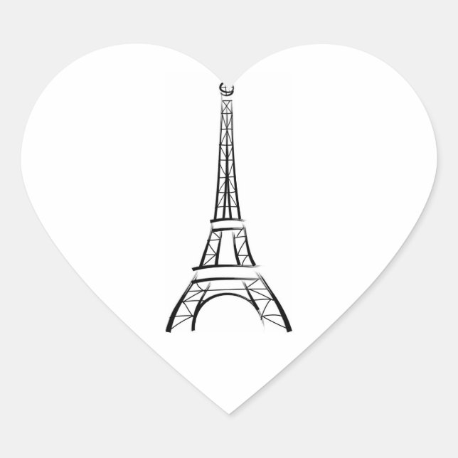 Brushstroke Eiffel Tower Wedding Hearts Heart Sticker (Front)