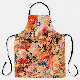 Brushstroke flower pattern apron