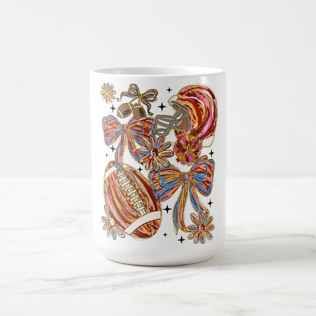 Brushstroke Football Coquette Coffee Mug (Center)
