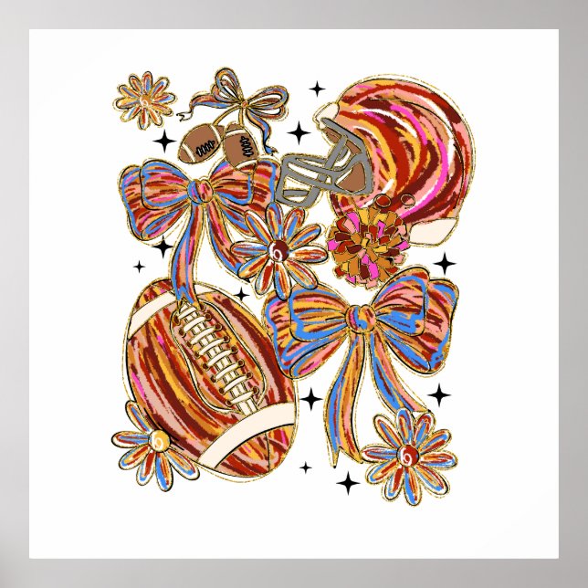 Brushstroke Football Coquette Poster (Front)