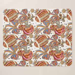 Brushstroke Football Coquette Sherpa Blanket
