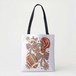 Brushstroke Football Coquette Tote Bag