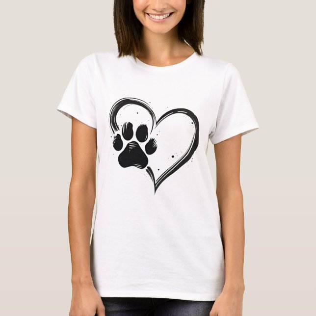 Brushstroke Heart Paw Print Women's T-Shirt (Front)