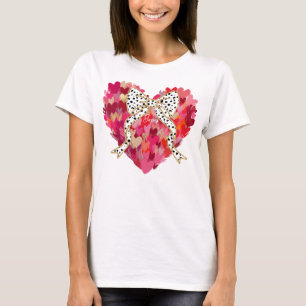 Brushstroke Hearts and Dalmatian Bow  T-Shirt