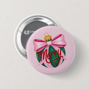 Brushstroke Ornament Preppy Xmas Coquette Xmas 6 Cm Round Badge