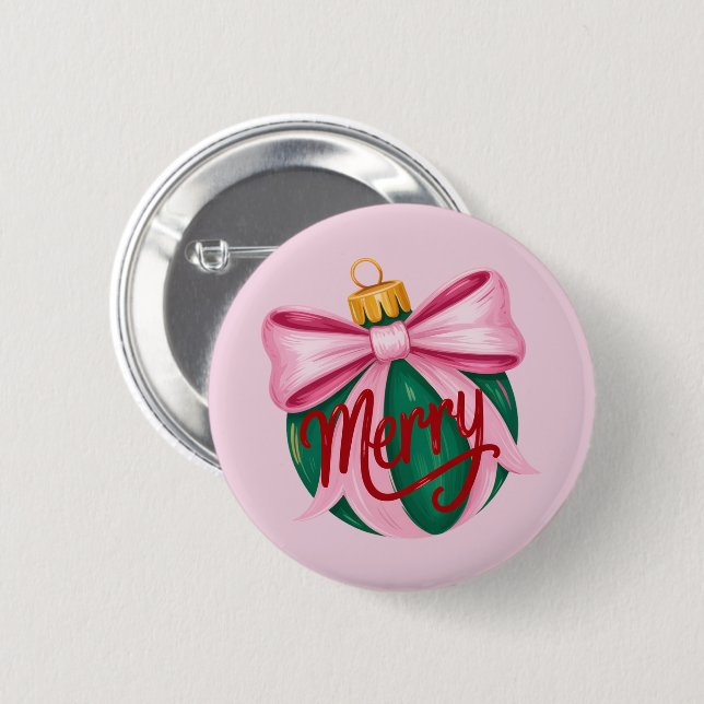 Brushstroke Ornament Preppy Xmas Coquette Xmas 6 Cm Round Badge (Front & Back)