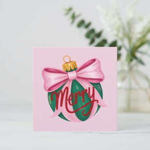Brushstroke Ornament Preppy Xmas Coquette Xmas Holiday Card
