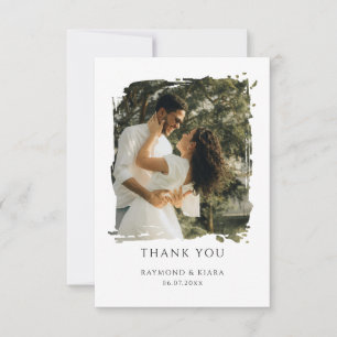 Brushstroke Photo Minimal Wedding Thank You Card