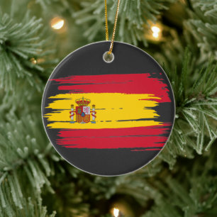 Brushstroke Spain Flag Ceramic Ornament
