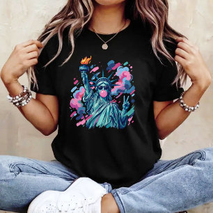 Brushstroke Statue of Liberty Blowing Bubble Gum T-Shirt