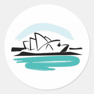 Brushstroke Sydney Destination Classic Round Sticker