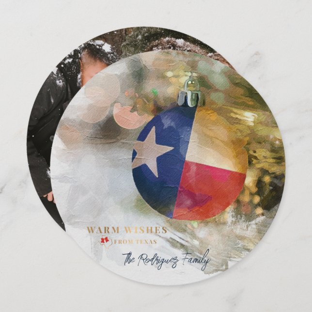 Brushstroke Texas Flag Christmas Ornament Art Holiday Card (Front/Back)