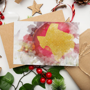 Brushstroke Texas Shape Christmas Ornament Art Hol Holiday Card