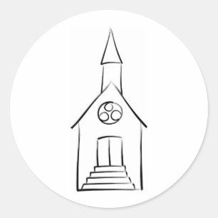 Brushstroke Wedding Chapel Classic Round Sticker