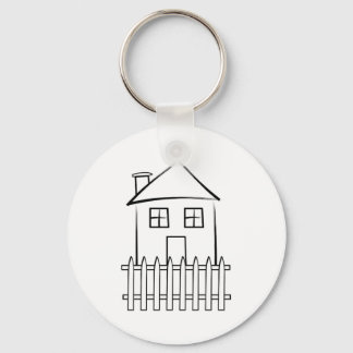 Brushstroke White Picket Fence House Key Ring