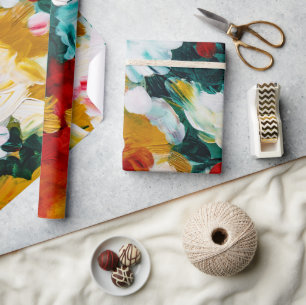 Brushstrokes Festive Abstract Christmas Background Wrapping Paper