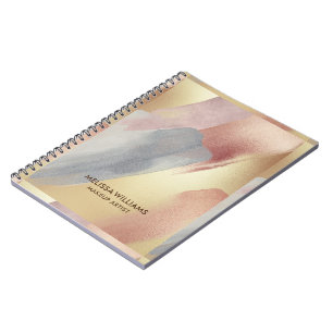 Brushstrokes in gold, copper and grey notebook