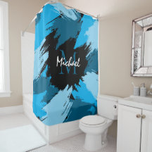 Brushstrokes shades of blue name with monogram