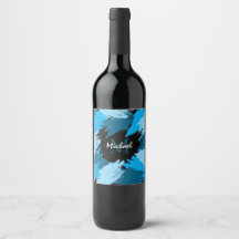 Brushstrokes shades of blue name with monogram