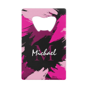 Brushstrokes shades of hot pink name with monogram