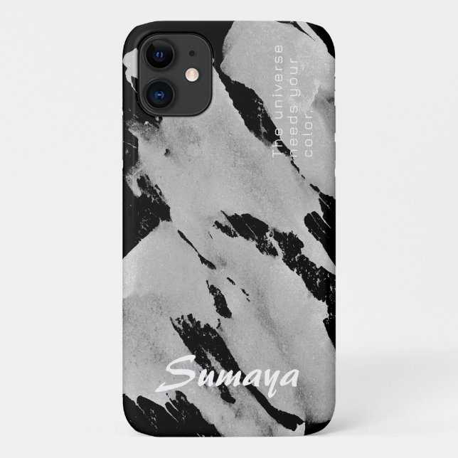 Brushy Black & Grey iPhone 11 Case | Customisable (Back)