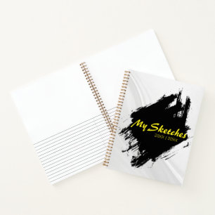 Brushy Black & White Spiral Scketchbook Notebook
