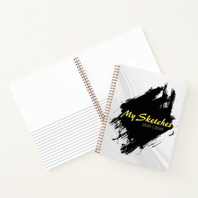 Brushy Black & White Spiral Scketchbook Notebook (Inside)