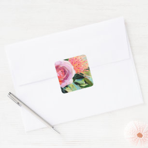 Brushy Floral I Square Sticker