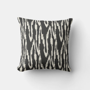 Brushy Ikat Charcoal & Off White Cushion