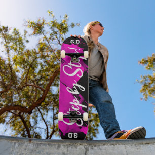 Brushy Pink Black  Skateboard
