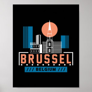 Brussel Belgium Skyline Graphic   Modern City  Poster