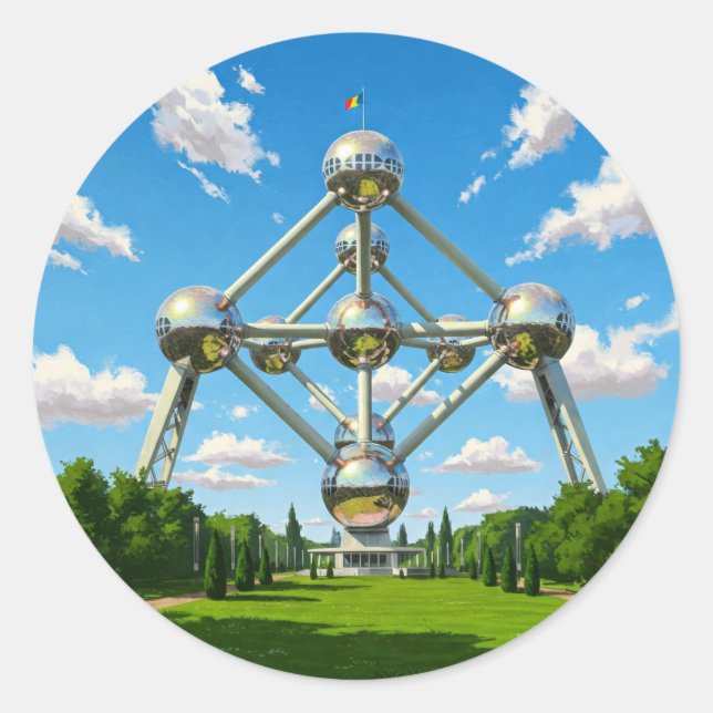 Brussels Belgium Atomium Travel Classic Round Sticker (Front)