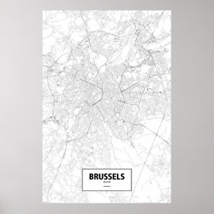 Brussels, Belgium (black on white) Poster