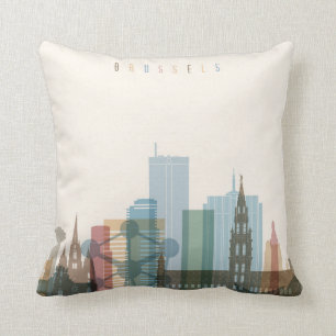Brussels, Belgium City Skyline Cushion