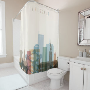 Brussels, Belgium City Skyline Shower Curtain