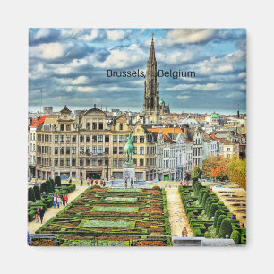 Brussels, Belgium cityscape photo Magnet