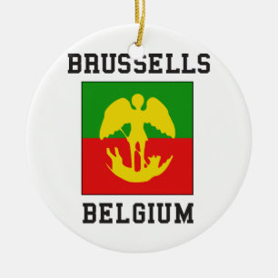 Brussels Belgium Flag Ceramic Ornament