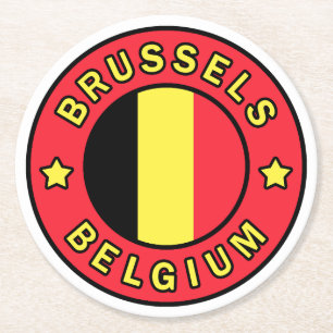 Brussels Belgium Round Paper Coaster