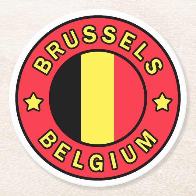 Brussels Belgium Round Paper Coaster (Front)