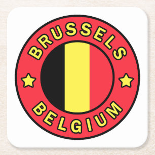Brussels Belgium Square Paper Coaster