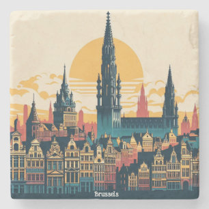 Brussels, Belgium stylist painting Stone Coaster