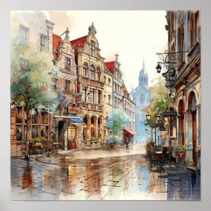Brussels Belgium Travel Watercolor Art Print