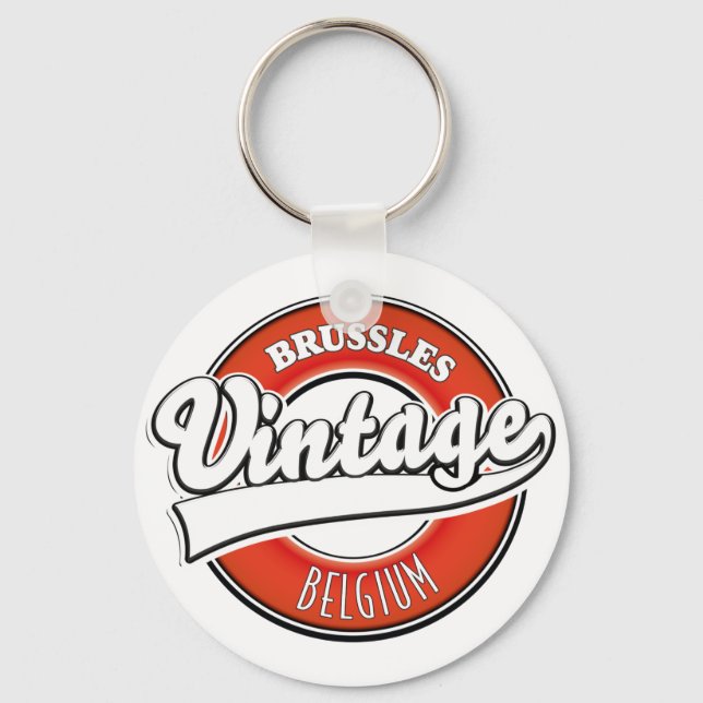 Brussels Belgium vintage logo Key Ring (Front)