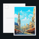 Brussels Belgium vintage travel illustration Postcard<br><div class="desc">Brussels Belgium vintage travel place illustration</div>