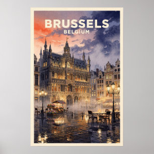 Brussels Belgium Vintage Travel Poster