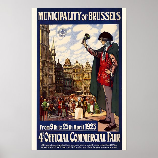 Brussels Belgium Vintage Travel Poster (Front)