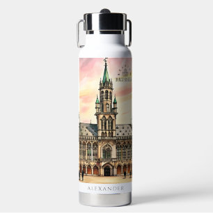 Brussels Belgium Watercolor Grand Palace Water Bottle